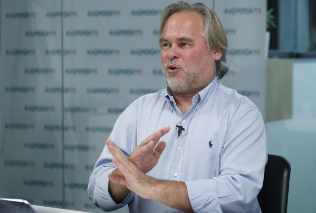 FILE PHOTO: Kaspersky, Chief Executive of Russia's Kaspersky Lab, speaks during an interview in Moscow